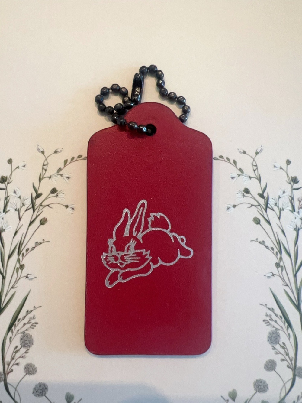 Coach Leather Bag Tag Charm White Rabbit Candy Collection Asia Red